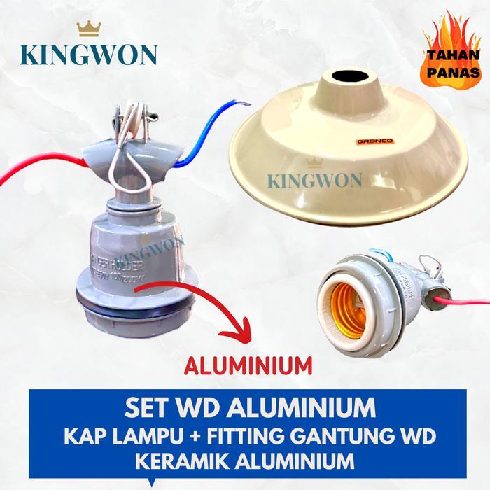 "New" Kap Lampu Plastik Jalan SATU SET KAP WD 31 cm + FITTING GANTUNG KERAMIK ALUMINIUM TUDUNG LAMPU