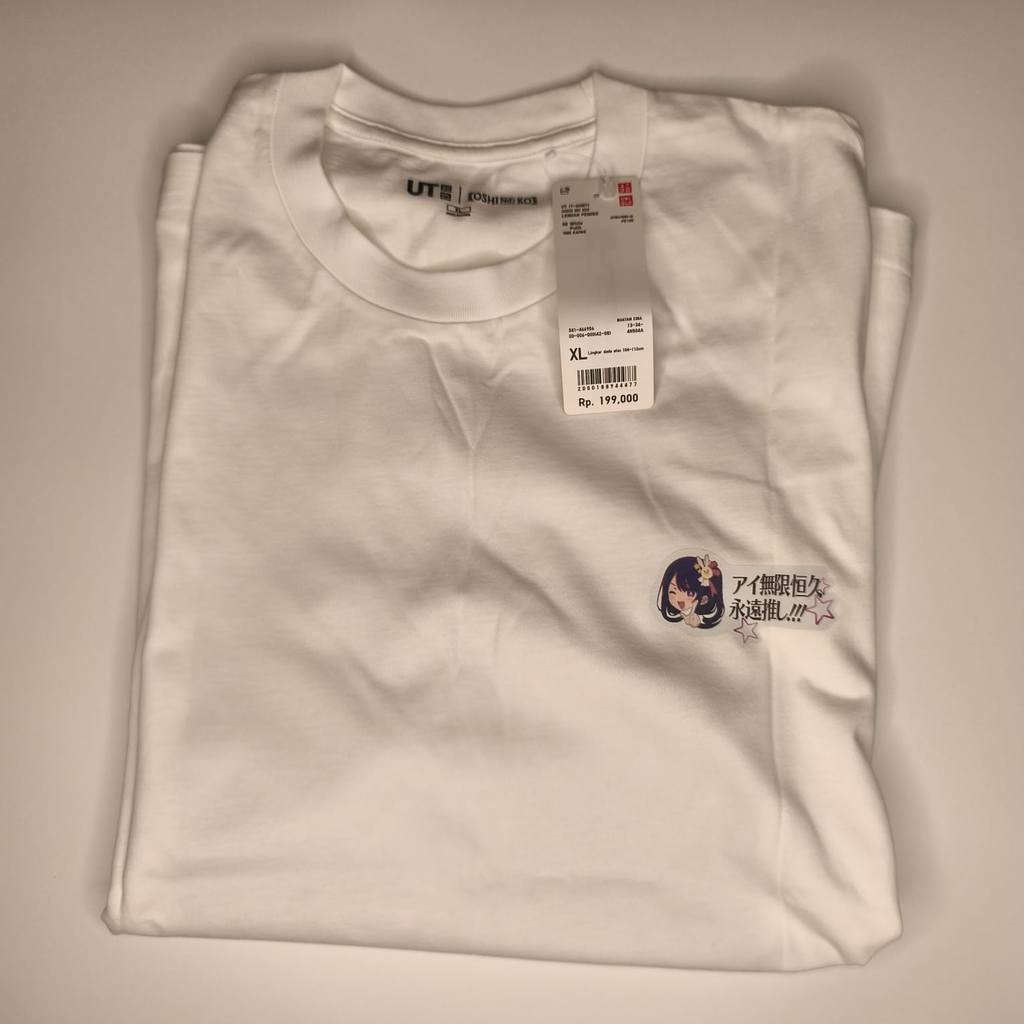 Kaos T-Shirt Uniqlo UT Oshi No Ko Hoshino Ai White Size XL