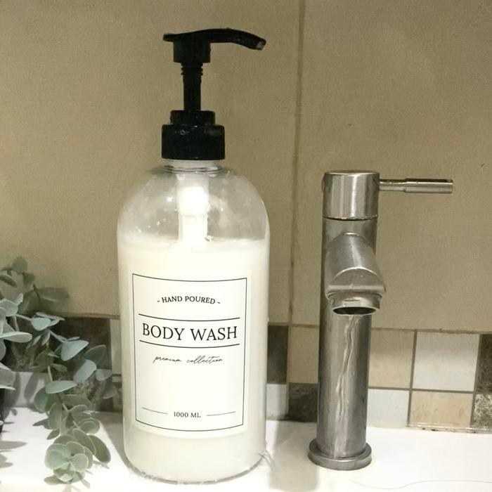 EKSLUSIF PREMIUM Botol Tempat Sabun Cair Pump Dispenser 1liter 1000ml - Body Wash Shampoo Plastik