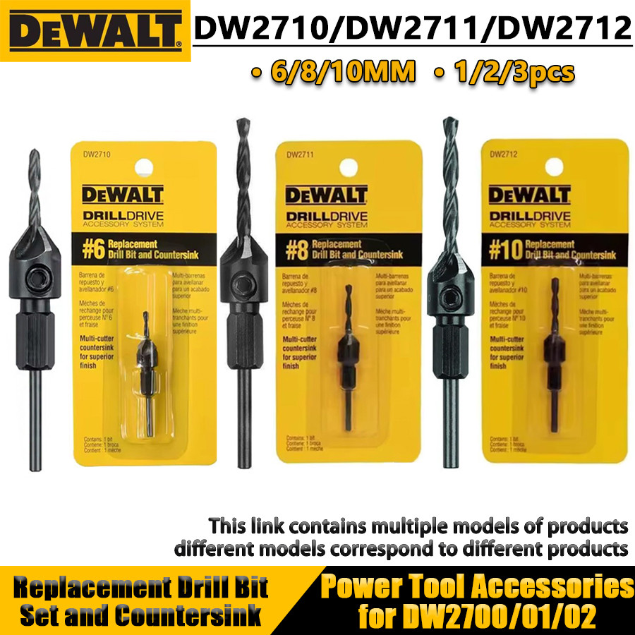 DEWALT DW2710/DW2711/DW2712 6/8/10MM Replacement Drill Bit Set and Countersink Wood Drilling Holes