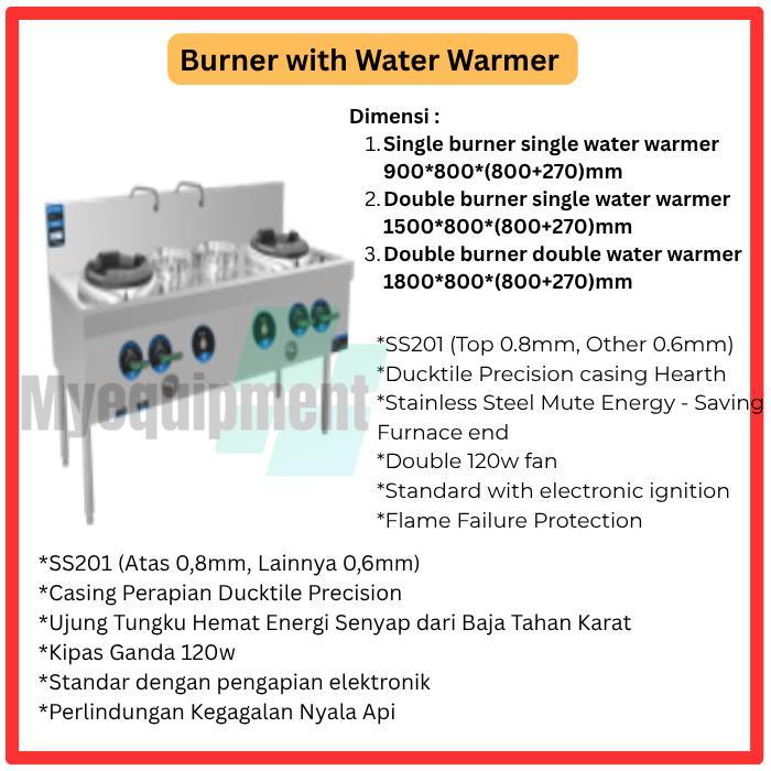 (KHUSUS INSTAN) BURNER WITH WATER WARMER KWALI RANGE LEBAR 80CM SINGLE BURNER DOUBLE BURNER