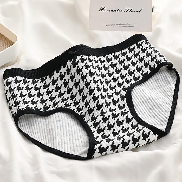(YF) CD2167 CD Celana Dalam Cewek Midwaist Sexy Motif Polkadot Hitam Putih Nyerap Keringat Underware