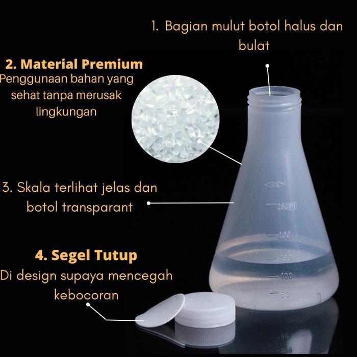 ` Tabung Ukur Lab Labu Kerucut Erlenmeyer Flask Gelas Ukur dan Tutup