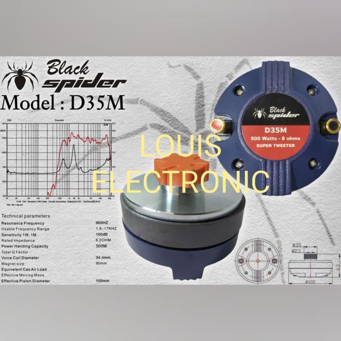 Driver Tweeter Black Spider D35M 500 Watt Original Black Spider