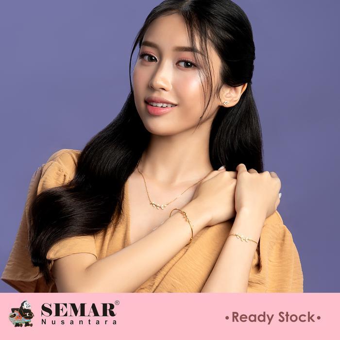 TERPERCAYA Gelang Emas Batu Putih Daun Bracelet Gold 10K Semar Nusantara