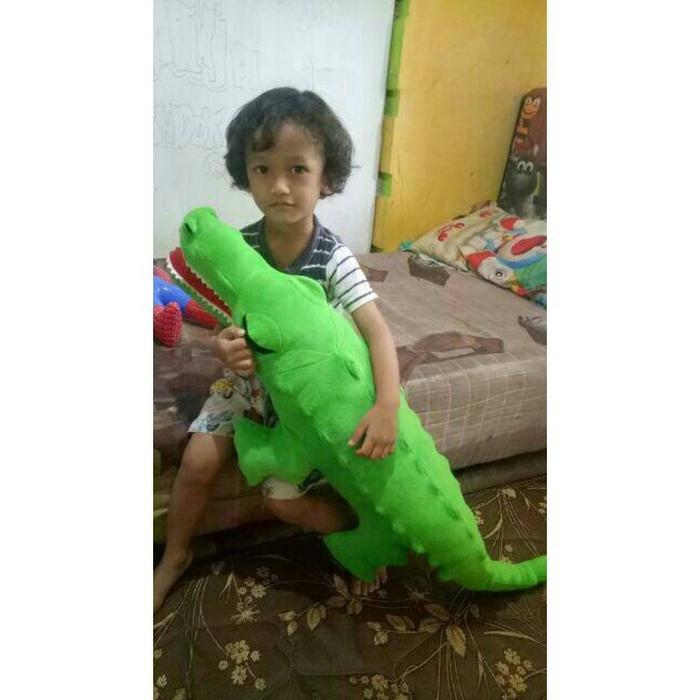 Boneka Buaya Jumbo 1 Meter Mainan Anak Bentuk Buaya Besar Hijau Coklat