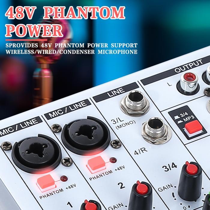 Premium Feichi 4 Channel Mixer Audio/Mixer Mini/Sound Card/Amplifier Bluetooth Mini Profesional