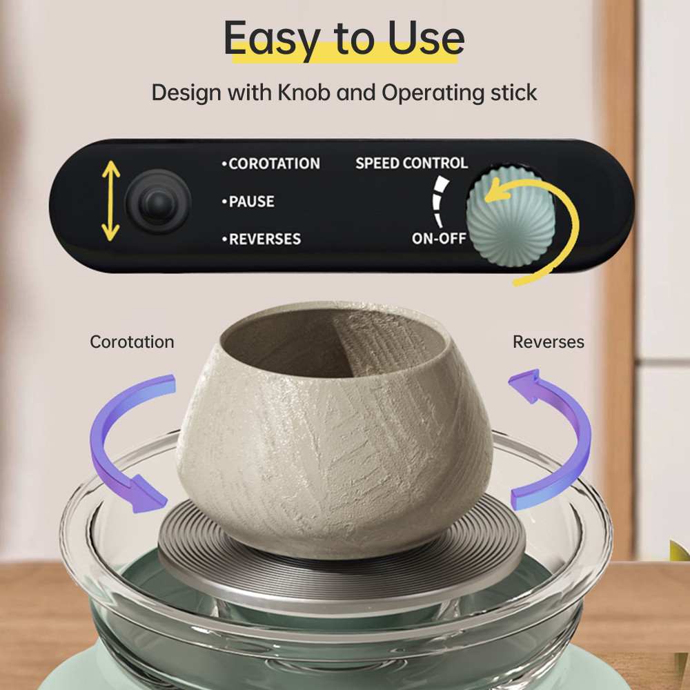 Mini Pottery Wheel Kit for Kids Adults Pottery Clay Art 4.7" Turntable Electric Pottery Wheel w/