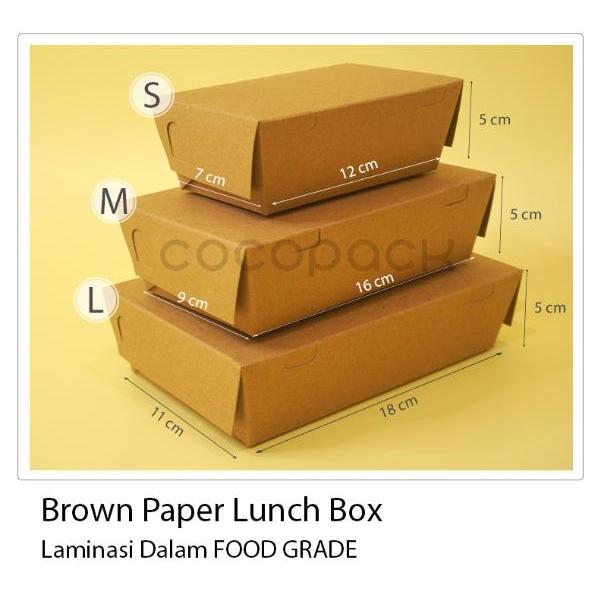 10 PCS Lunch Box S Kotak Nasi Kertas Coklat Laminasi Dalam