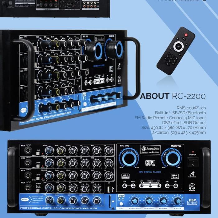 Amplifier Karaoke Soundbest Rc 2200 Soundbest Bluetooth