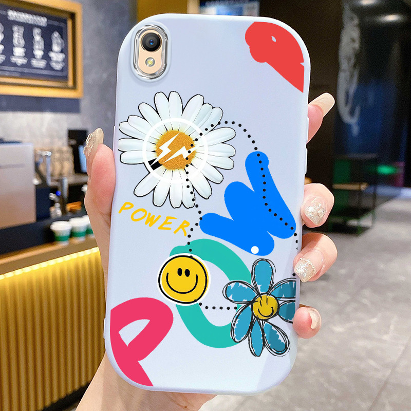 Casing Hp Untuk OPPO A37 A37F Case Desain Pop Art Smiley & Daisy Power Kasing silikon Cesing Bingkai