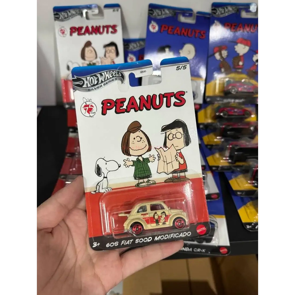 Hot Wheels 2025 1/64 Silver Series 75th Peanuts Snoopy Volkswagen Beetle Super Gnat Honda Bully Goat