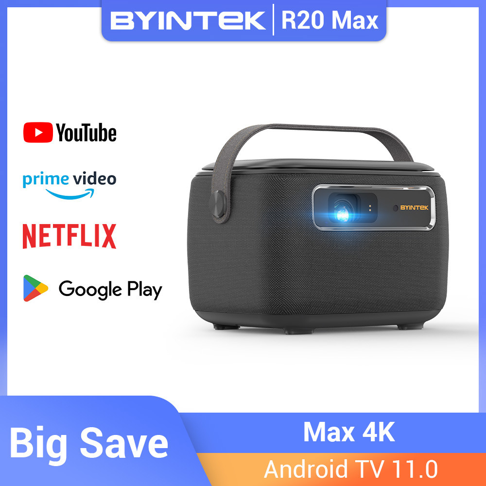BYINTEK R20 Max Mini Projector 4K DLP Smart WiFi Android 11.0 LED 1080P Outdoor Home Theater