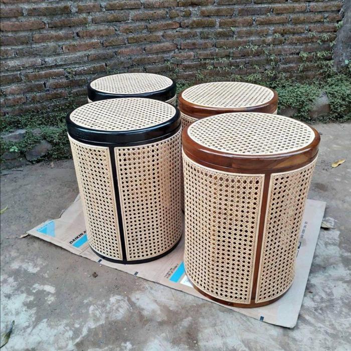 Keranjang Laundry Aesthetic Rotan Jati Tempat Baju Kotor