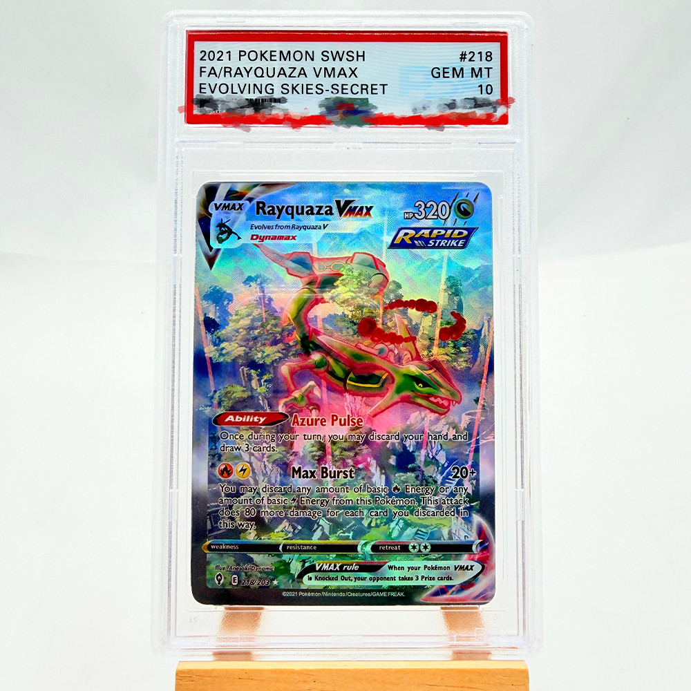 DIY PTCG Rating Card 2021 SWSH FA/RAYQUAZA VMAX EVOLVING SKIES-SECRET 218/203 Collection Card Copy