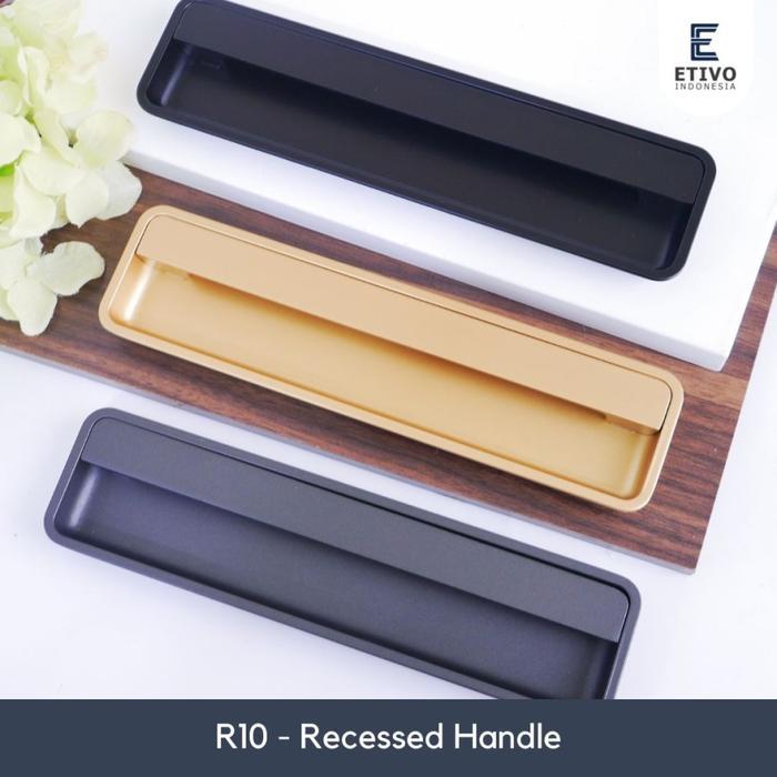 NEW Etivo R10 Recessed Handle Pair Black Tarikan Laci Tanam Gagang Lemari