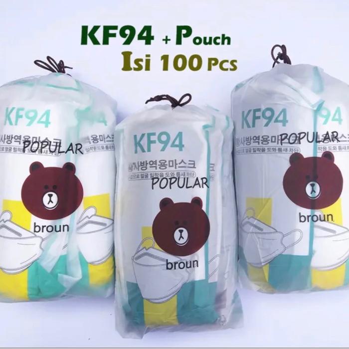 BS Paket Bundle Masker KF94 Elegan Masker KF94 isi 100 Pcs + Bonus Pouch maskerkf94 bentuku