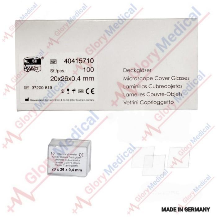 Kaca Penutup Bilik Hitung Hemasitometer 20x26x0,4 mm Isi 10 Lembar