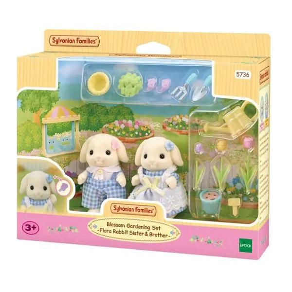 Mainan Koleksi Sylvanian Families Blossom Gardening Set - Flora Rabbit Sister & Brother