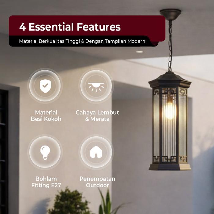 Lumina - Lampu Gantung Outdoor Klasik Lantern Dekorasi Teras Taman Balkon Gazebo Villa Hotel