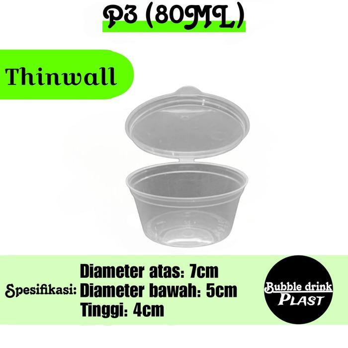 [ISI 50PCS] Thinwall Cup P3 (80 ml) /Cup Jelly Plastik / Thinwall Plastik cup rujak 7 bulanan