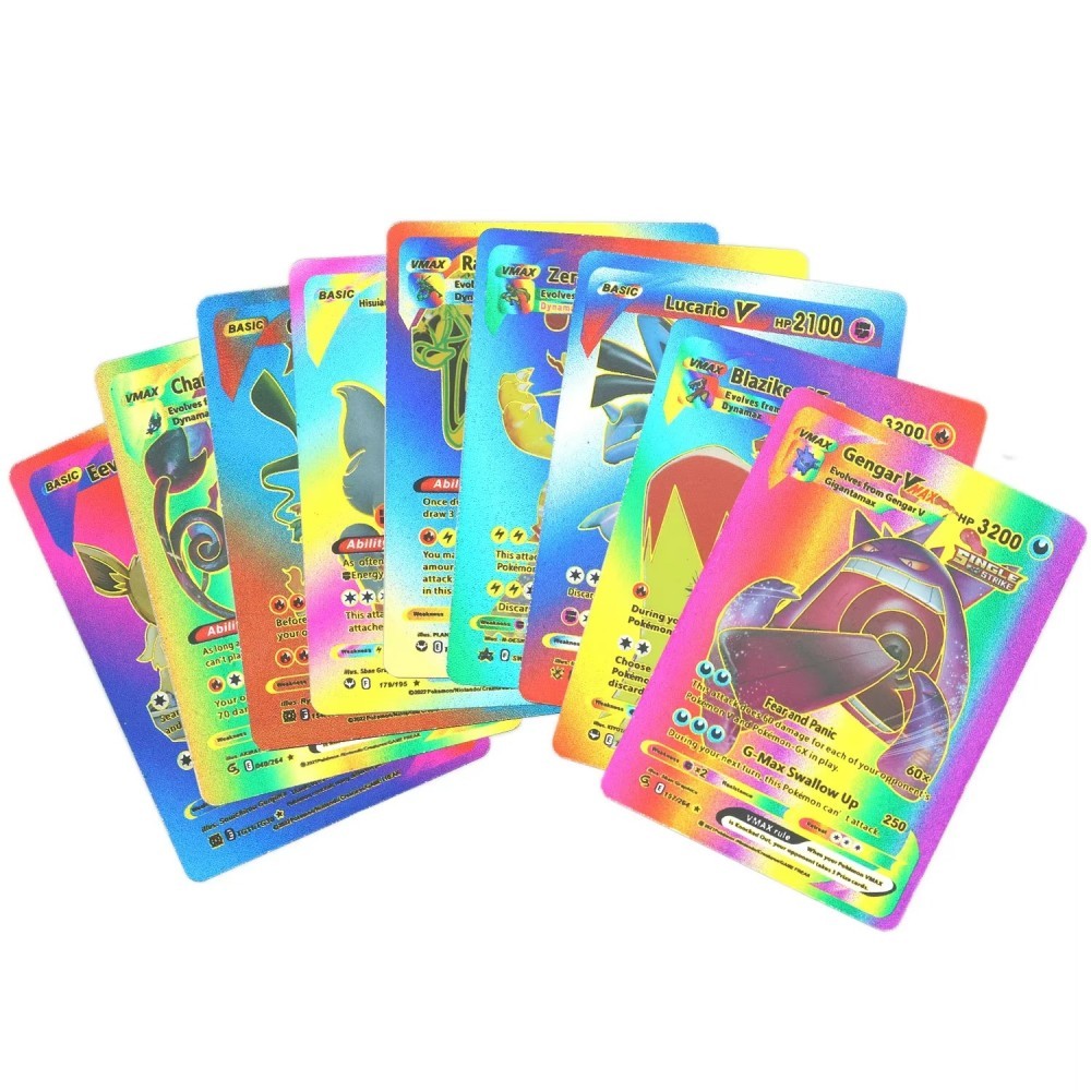Pokemon Cards Francaise German Gold Spanish English Foil Gold Rainbow Cards VMAX GX V Card Game Card