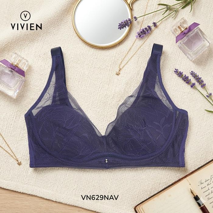 Bra Wanita Tanpa Kawat Wireless VIVIEN Busa Tipis Cup 3/4 Mix Lace Renda 36A s/d 40C Women Wirefree
