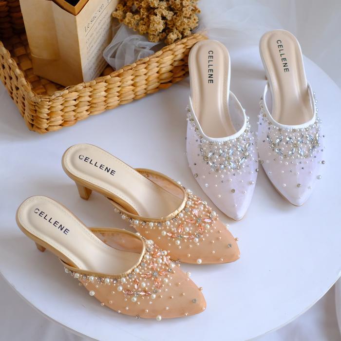 TERMURAH CELLENE BINKA BEADS HEELS / WEDDING SHOES PAYET 7CM WANITA PROMO