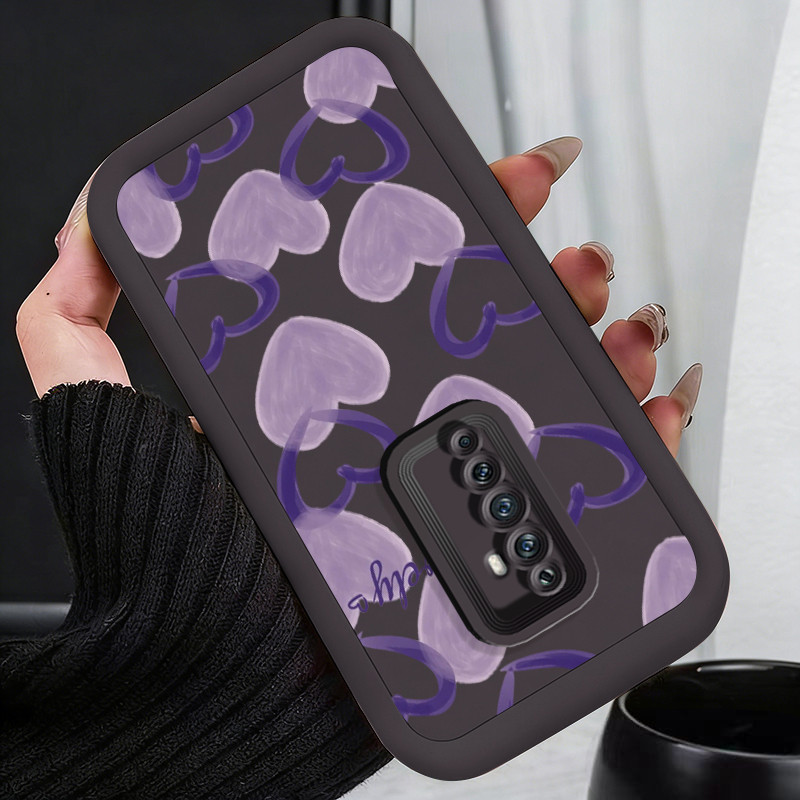 Casing Hp untuk OPPO Reno 2F Reno 2Z Case Hati ganda ungu Kasing silikon Cesing Warna macaroon Softc