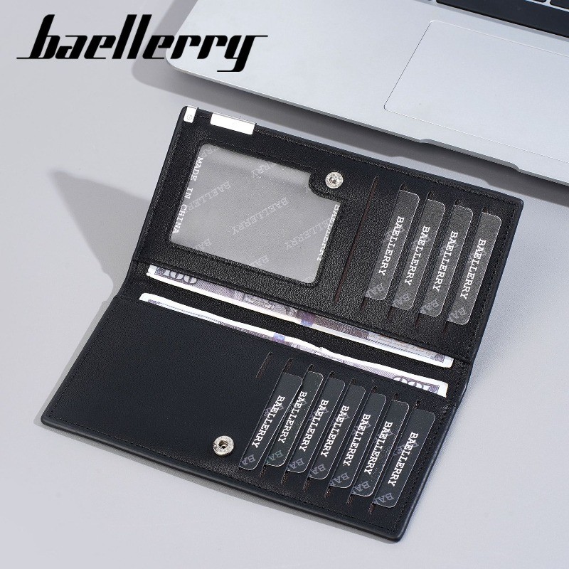 Baellerry Men's Long Wallet Ultra-Thin Folding Canvas Retro Fabric Style Large Capacity Money Clip
