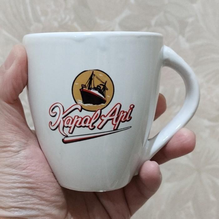 Mug Keramik Kopi Kapal Api Warna Putih Porselen Gelas / Cangkir kopi unik