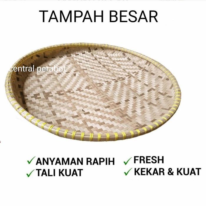 TAMPAH BAMBU ANYAMAN BESAR/NAMPAN BAMBU ANYAMAN DIAMETER 50CM