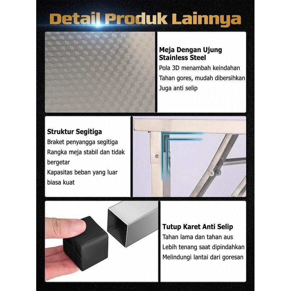 Meja Bar Dapur Portable Stainless Steel Folding Table Meja Lipat Portable Stainless