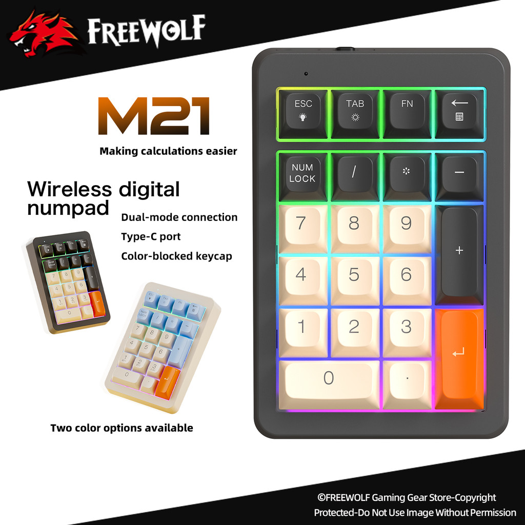 Mini Wireless Keyboard M21 For Financial Analyst Digital Keypad 21 Keys BT/2.4G External External