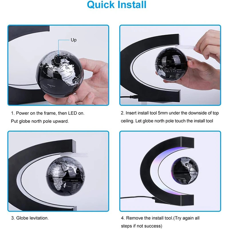 Magnetic Floating Levitation Globe LED World Map Electronic Antigravity Lamp Novelty Ball Light Home