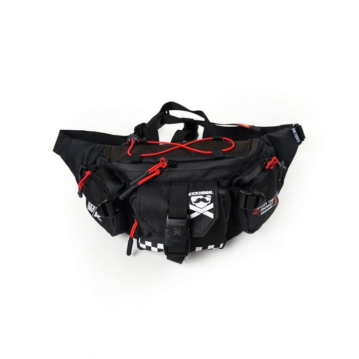 Kick Denim - Waist Bag Tas Pinggang Hitam Pria Variasi Merah With Adjuster - Wb Exline Terbaru 