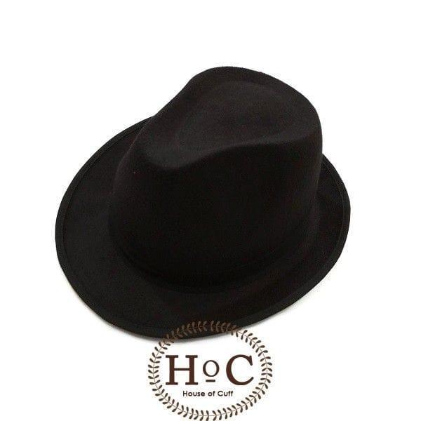 HOUSEOFCUFF TOPI FEDORA HAT BLACK FEDORA HAT LAKEN