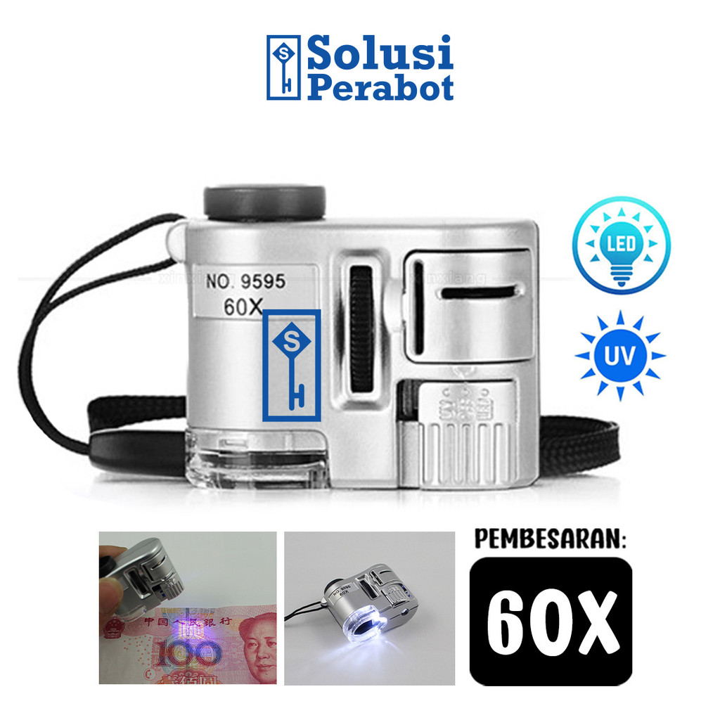 Mikroskop Mini LED UV 60x AL07 SP / Microscope Portable Detektor Uang Light Ultraviolet Kaca Pembesa