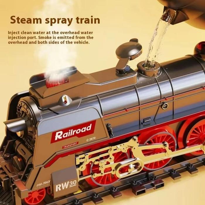 Kereta Mainan Listrik Set Mainan Rel Kereta Model Retro/Vintage Kereta Uap Mainan Bonus Rel Kereta