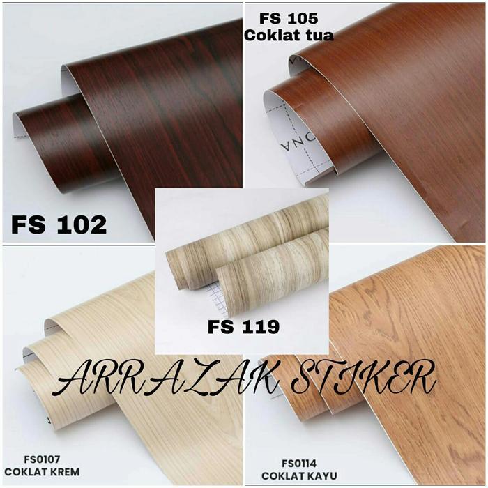 NEW!! Wallpaper Stiker Dinding Lemari Meja Lantai Pintu Motif Serat Kayu 3D