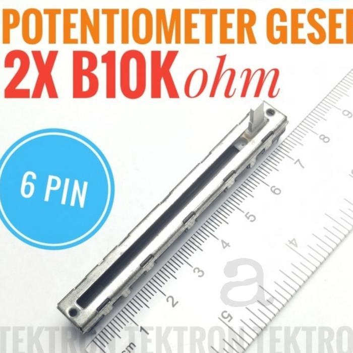 TERMURAH POTENSIO GESER STEREO B10K 2XB10KOHM 7,5CM PROMO