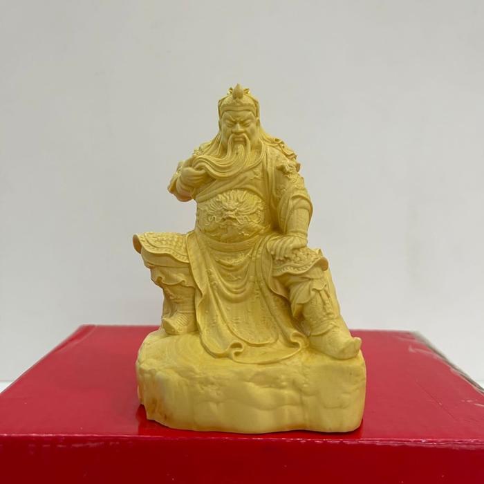 patung dewa kwan kung / kwan kong - dudu - kayu - 4 inch - Polos (l)-2
