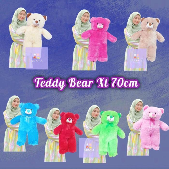 Boneka Teddy Bear Xl 70Cm Syal Topi Jumbo Diskon Sale