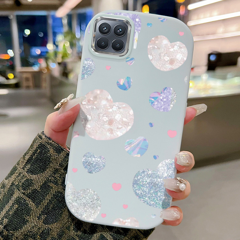 Casing Hp Untuk OPPO A93 Reno 4F Reno 4 Lite F17 Pro Case Casing pola Diamond Love Kasing HP model b