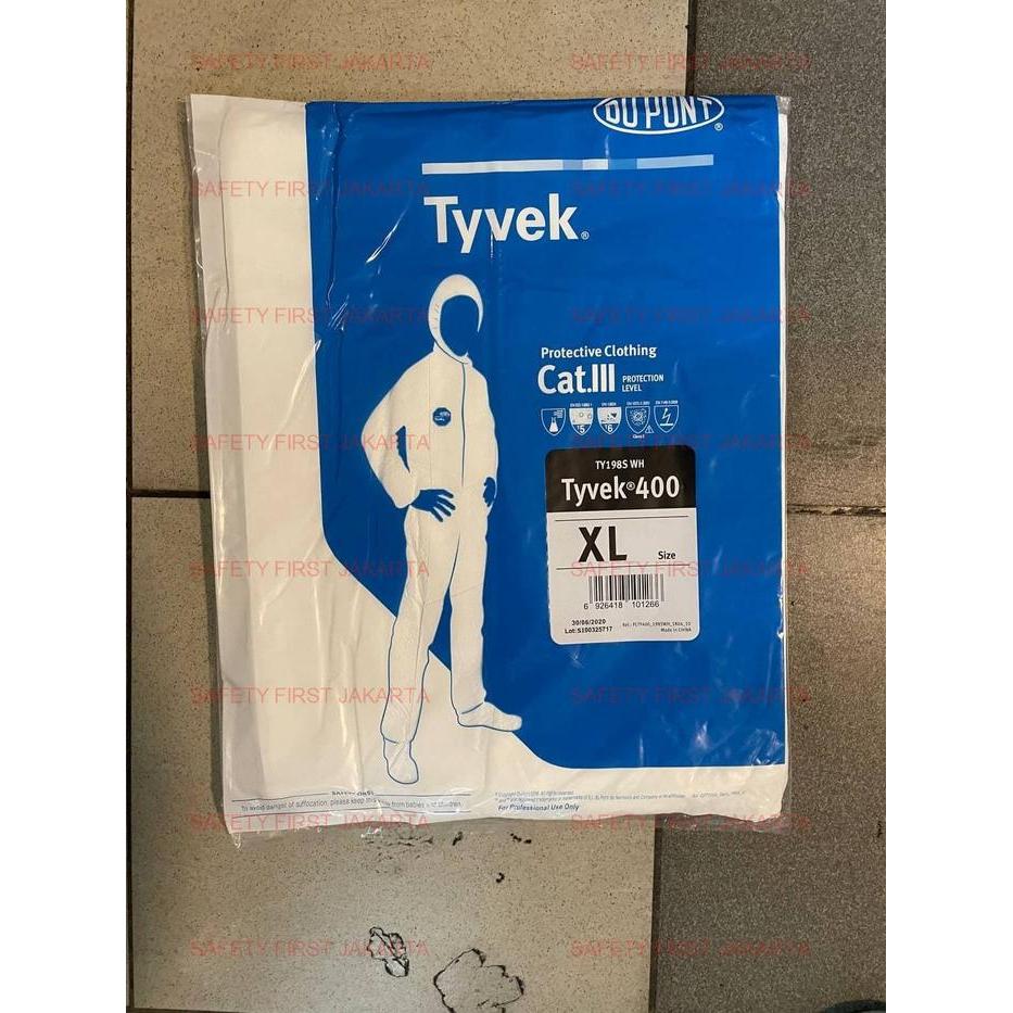 Coverall Putih Industri Bahan Tyvek untuk Pekerjaan Cat dan Perawatan M