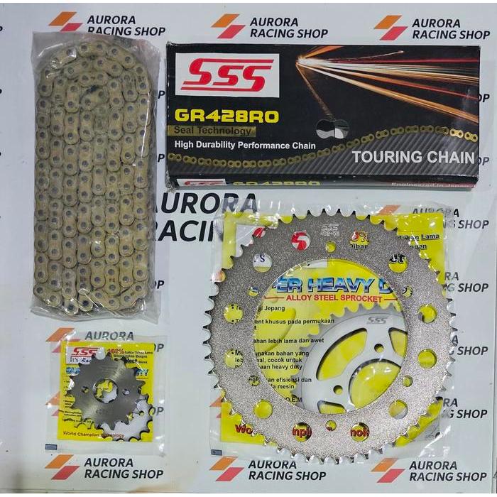 Gear Set Sss 428 Yamaha Wr155 Wr 155 & Rantai Sss Oring 428 Ro Gold Original