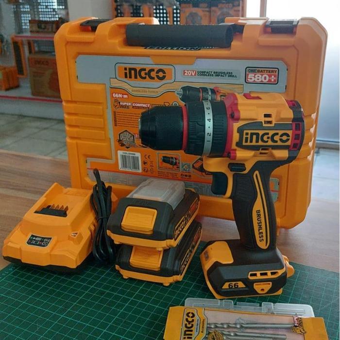 Bor 13mm Cordless Impact Drill Brushless 20V 66Nm INGCO CIDLI20668