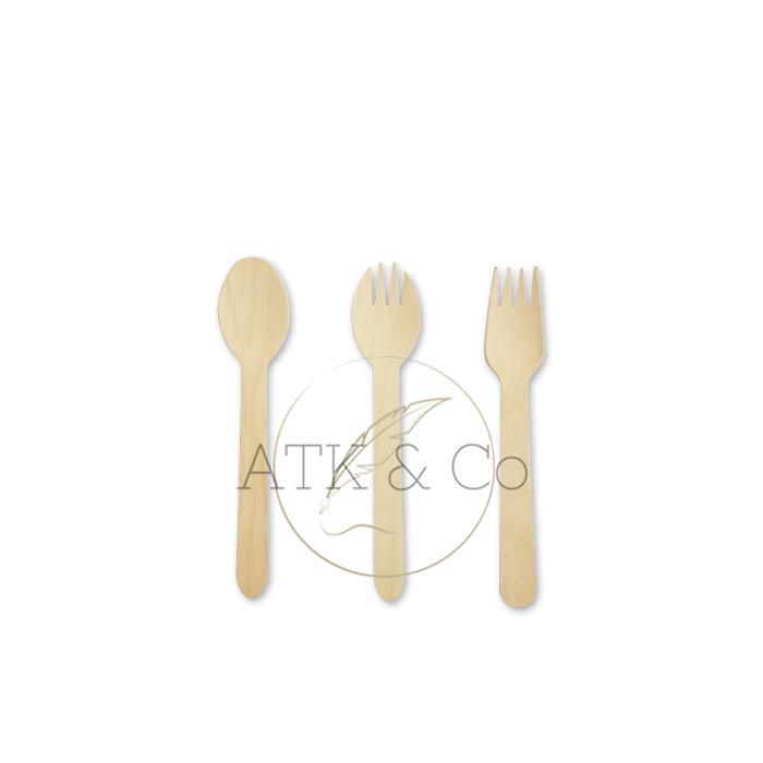 Makan Sendok Garpu Alat Makan Sendok Garpu Wooden Spork Bahan Kayu Sekali Pakai - Spork Garpu Wooden