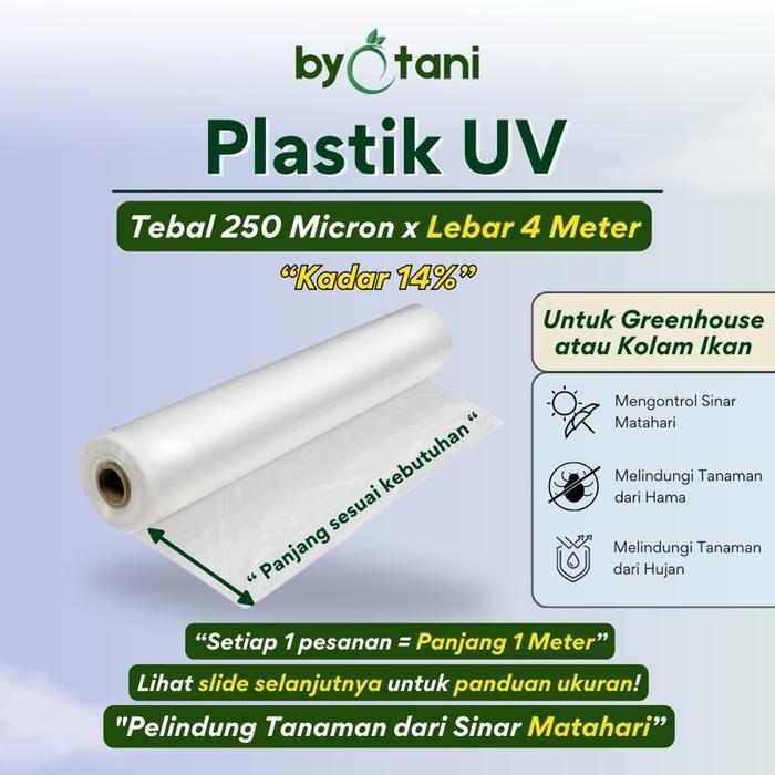 PLASTIK UV KADAR 14% TEBAL 250 MICRON LEBAR 4 METER - PLASTIK FILTER SINAR UV GREENHOUSE