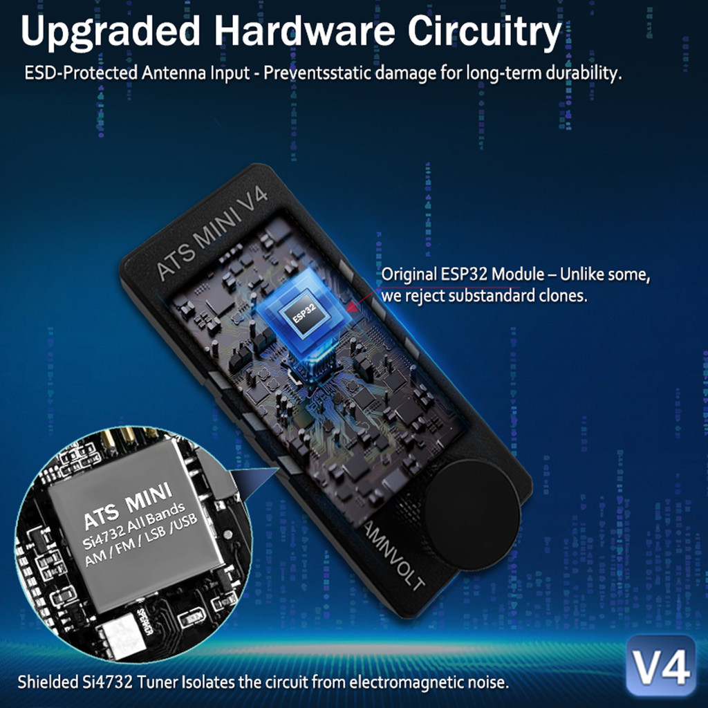 Amnvolt V3S Radio Portabel SI4732 DSP Penerima FM AM SSB LSB USB dengan Headphone Amplifier Hi-Z